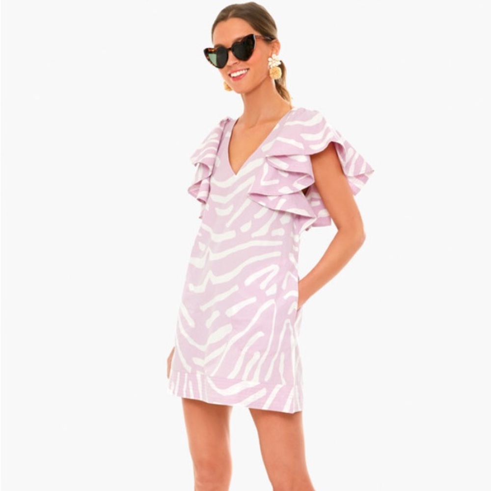 Nwot Oliphant Zebra Lilac Flirty V neck dress